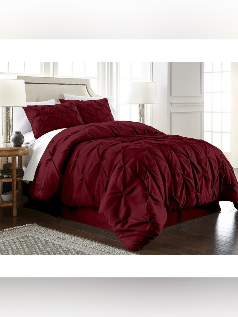 Burgundy Pintuck king 3 piece Comforter set